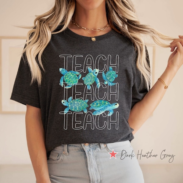 Teacher Turtle Shirt, Teacher Ocean Pet Lover TShirt, Teacher Day Gift, Teacher Beach Life Vibe Graphic Tee, Teacher Summer Vacation T Shirt