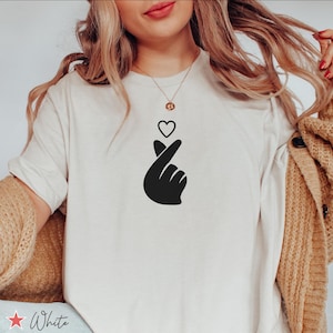 Korean Heart Shirt, K-Pop Lover Gift, Korean Finger Heart Tee, K-Pop Concert Shirt, Korean Pop Music Gift, K-Pop Army Shirt, Kpop Fandom