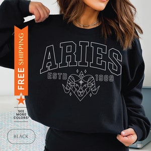 Custom Aries Sweatshirt, Customized Aries Sweater, Aries Gift, Personalized Aries Sweatshirt, Aries Sign Gift, Aries Birthday Gift, Zodiac