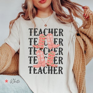 Teacher Cowgirl Boots Shirt, Teacher Western TShirt, Teacher Day Gift, Teacher Wild West Country T-Shirt, Teacher Cowboy Rodeo Graphic Tee