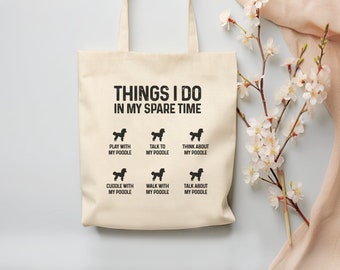 Cose che faccio nel mio tempo libero Borsa tote barboncino, borsa tote divertente mamma barboncino, regalo proprietario barboncino, borsa tote divertente mamma barboncino, regalo amante barboncino