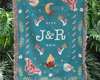 Custom Engagement Gift, Nature Lover Woven Blanket, Personalized Wedding Gift, Outdoorsy Gift, Housewarming Gift, Throw Blanket, Couple Gift