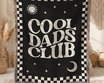 Cool Dads Club vävd filt, pappapresent, Cool Dads Club-filt, present till ny pappa, fars dag-present, babyfilt, heminredningspresent