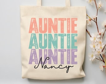 Aangepaste draagtas tante, tante cadeau, gepersonaliseerde tante draagtas, tante cadeau, aangepaste draagtas tante, nieuwe tante cadeau, Tia cadeau, naam