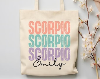 Custom Scorpio Tote Bag, Customized Scorpio Tote Bag, Scorpio Gift, Personalized Scorpio Tote Bag, Scorpio Zodiac Sign Gift, Astrology Gift