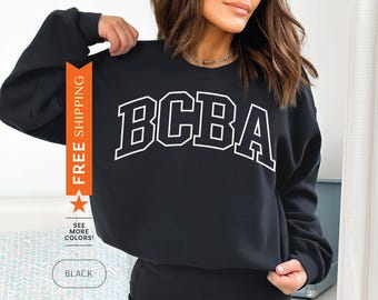 Sudadera BCBA, Suéter BCBA, Regalo BCBA, Sudadera BCBA de cuello redondo, Regalo para analista de comportamiento certificado, Regalo de graduación BCBA, Sudadera para terapeuta