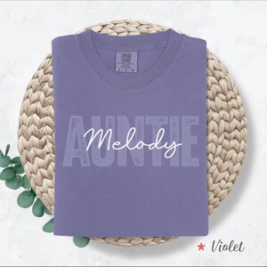 Comfort Colors® Custom Auntie Shirt, Customized Auntie T Shirt, Auntie Gift, Personalized Auntie Tee, New Aunt Gift, Custom Tia Shirt, Name