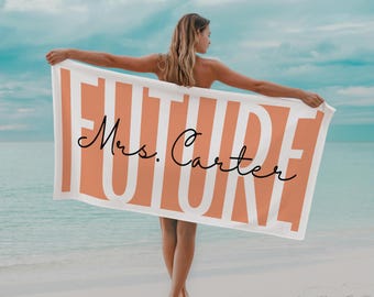 Custom Future Mrs Towel, Customized Bride Towel, Bride Gift, Personalized Mrs Towel, Bridal Shower Gift, Bachelorette Towel, Bach Party Gift