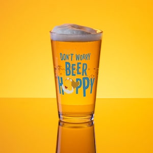 Beer Glass Beer Happy Pint Glass Fathers Day Gift for His Brew Kit Beer Mug Craft Beer Lover at Home Brewery Glass Funny Gag Gift For Him