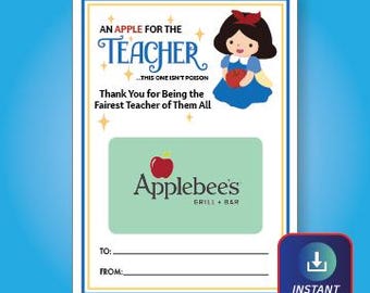 Soporte para regalos de agradecimiento a profesores, descarga instantánea, funda de regalo imprimible, tarjeta de Apple Educator, envoltorio para vales de restaurante para tutores, regalo de última hora