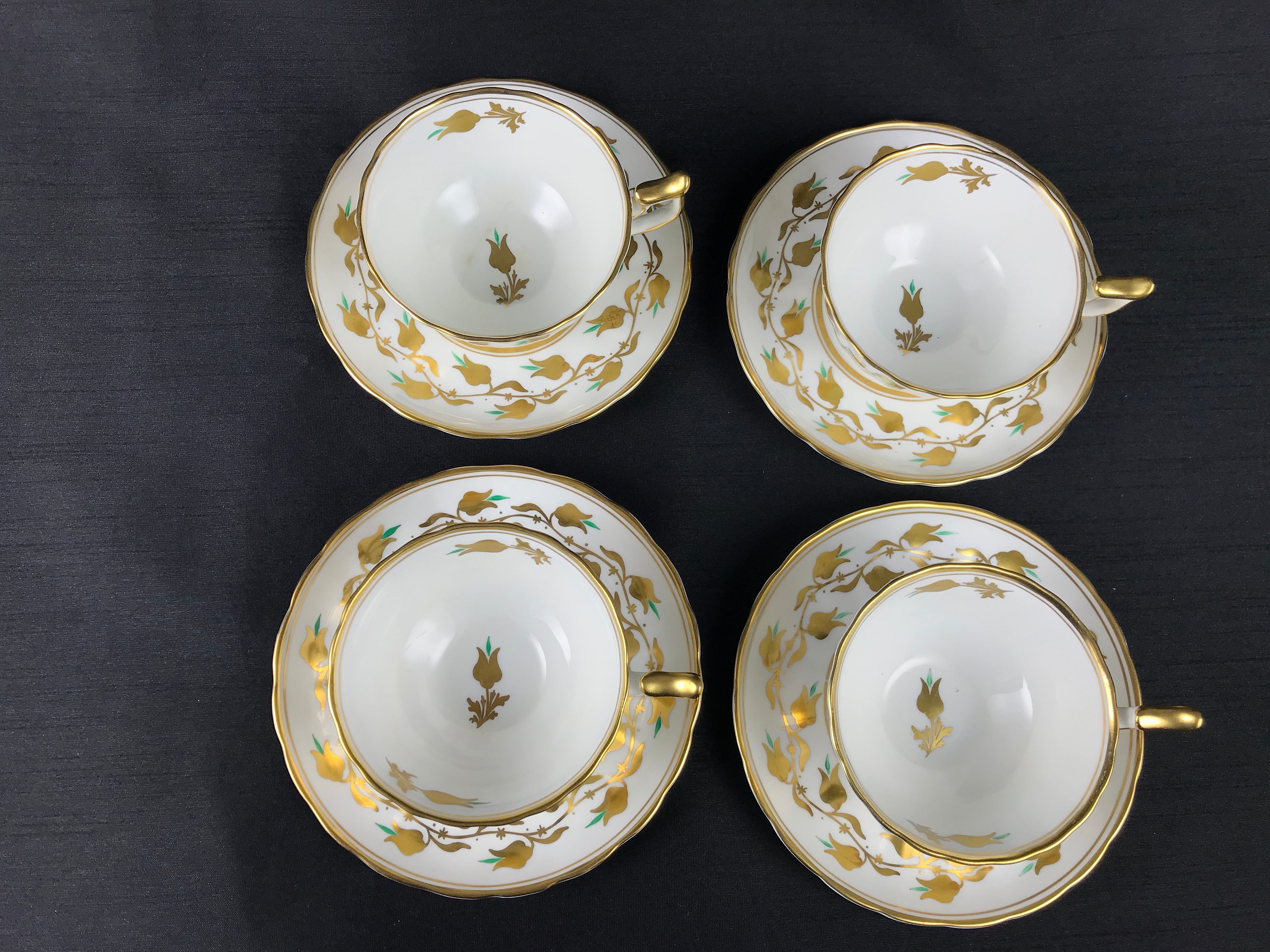 Royal Chelsea Tea Cup Set, English Bone China, Gold Flowers Vine With Green Tips Etsy