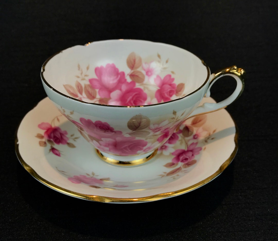 ROYAL SUTHERLAND Fine Bone China Teacup & Saucer Made in Etsy