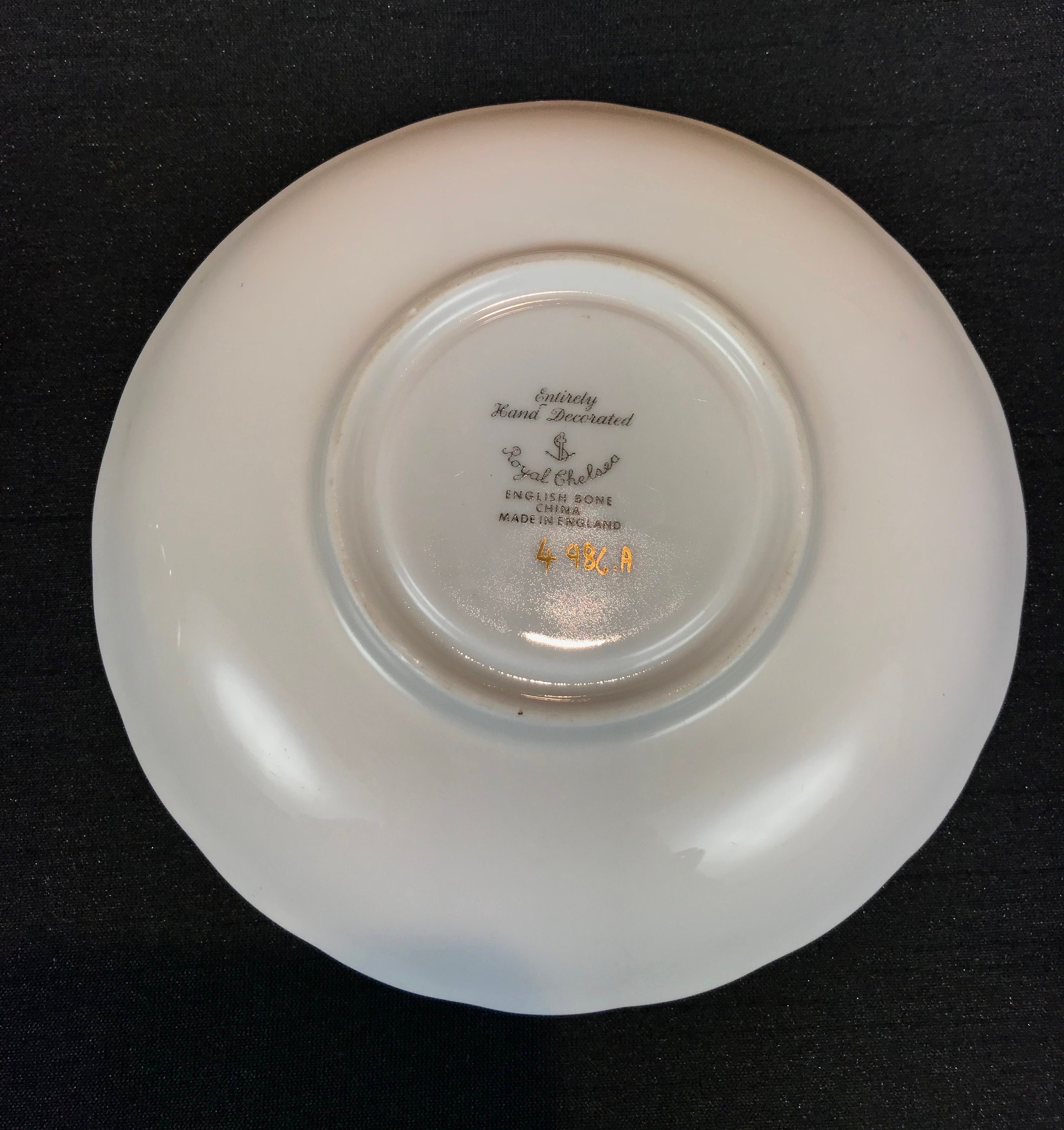 Royal Chelsea Tea Cup and Saucer - Handpainted Gold Ribbons and Blue ...