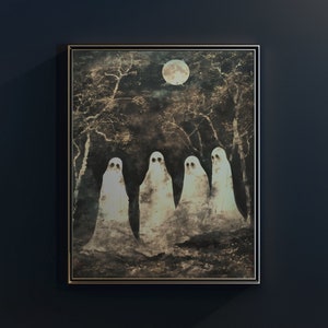 A Prowl of Ghosts in the woods, Haunting Ghost Vintage Painting, ghost painting decore, Dark Academia, Vintage Aesthetic, Printable Wall Art
