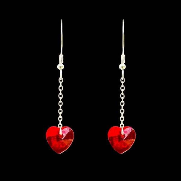 Chained Glass Heart Earrings