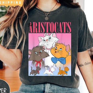 The Aristocats Shirt, Retro Disney Cats Graphic Tee, Vintage Marie Berlioz Toulouse T-Shirt, Cute Cartoon Cat Lover Gift