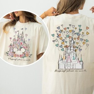 Disney Castle Floral Sweatshirt, Magic Kingdom Sweatshirt, Vintage Disney Sweatshirt, Happiest Place On Earth Sweatshirt, Disneyland Hoodie