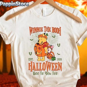 Winnie The Pooh Halloween Shirt, Boo To You Too Tee, Pumpkin Costume Piglet T-Shirt, Disney Halloween Graphic Tee, Trick Or Treat Shirt