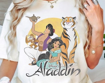 Vintage 1992 Aladdin Disney Movie Jasmine and Rajah Tiger Graphic