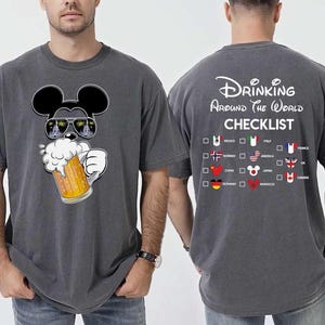 Mickey Beer Minnie Wine Front and Back, Epcot Drinking Around The World Shirt, Drinking Around The World Checklist, Disney Couple Shirts