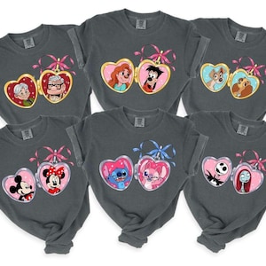 Coquette Bow Disney Locket Valentine Shirt, Mickey Minnie Disney Couple WDW Disneyland Sweethearts Nite Croptop Sweatshirt