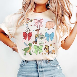 Coquette Bows Watercolor Disney Toy Story Shirt, Pixar Toy Story T-shirt, Woody Jessie Buzz Alien Rex Tee, Disneyland Family Matching Trip