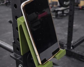 Magnetic Gym Phone Holder for Squat Rack or tool box | Workout Phone Mount | Weightlifting Accessory | Garage Gym Essential