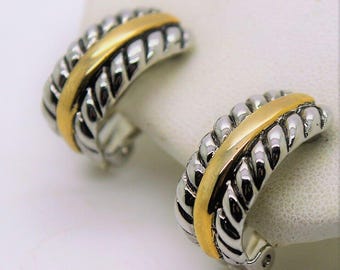 925 zilveren tweekleurige witte en gele damesoorbel Unieke klassieke designerstijl