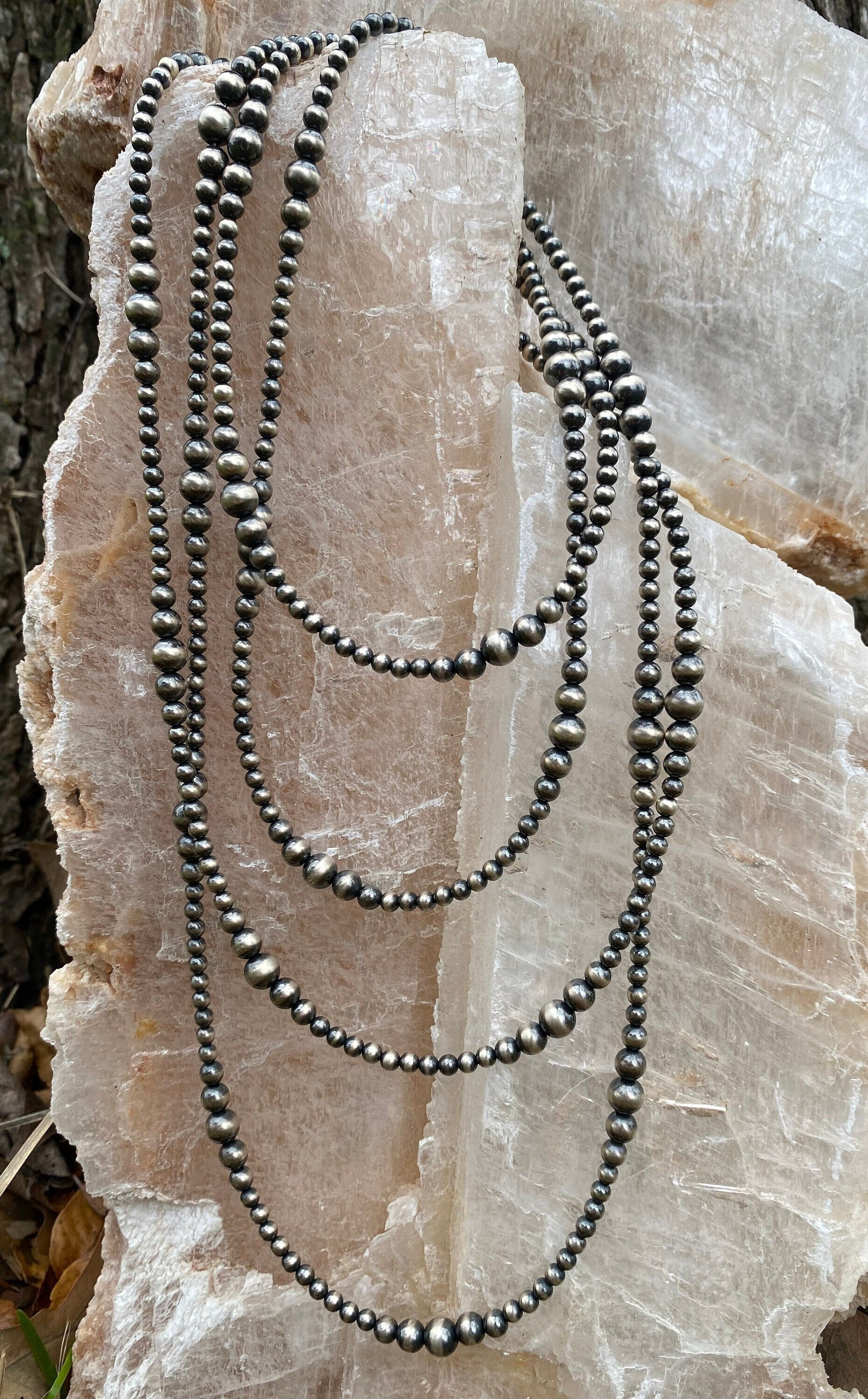 The Socorro - Variegated Sterling Silver Navajo Pearl Necklace 16 18 20 24 32 40 60 64 72 inch