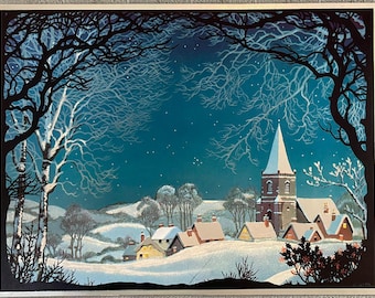 Dufex print, picture, landscape, winter, vintage, collector, 80s, 90s, Christmas gift, gift idea, birthday gift, nature lover, wall art