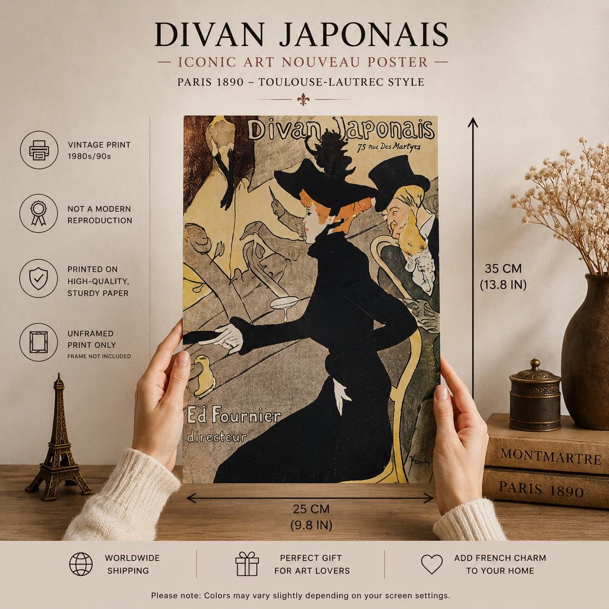 Vintage Toulouse Lautrec Poster Divan Japonais Paris Art Nouveau