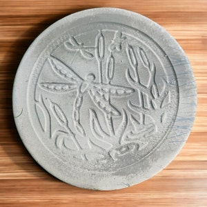 Stepping Stones for Garden - Dragon Fly over Lake -  10"  Round - Concrete Paver - Gift For Her -  Father's Day - Handcrafted in U.S.A