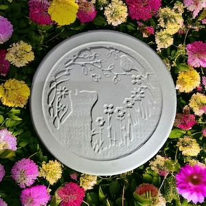 Stepping Stone for Garden - Cat Meadow -  10&quot;  Round - Concrete Paver | Mother&#39;s Day | Gift For Her | Gifts For Her | Grandma Gift