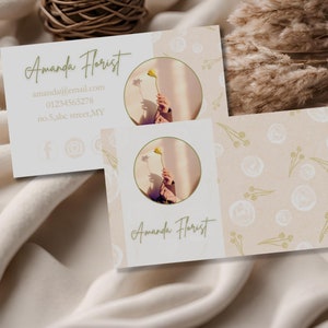 Boho wildflower Business Card Template Canva,Printable Floral Business Card,DIY Calling Card, Greenery Business Card | Minimal Business Card
