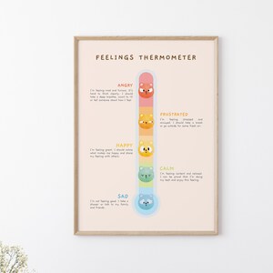 Cartel educativo del termómetro de sentimiento / Póster de escuela en casa imprimible de acuarela pastel Montessori / Técnica calmante para niños / Descarga digital imagen 6