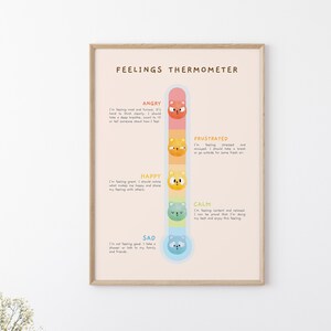 Affiche éducative Thermomètre à sensation Pastel Aquarelle Montessori Affiche printable Homeschool Technique dapaisement pour enfants Téléchargement numérique image 6