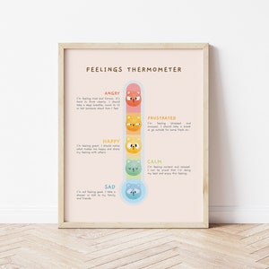 Affiche éducative Thermomètre à sensation Pastel Aquarelle Montessori Affiche printable Homeschool Technique dapaisement pour enfants Téléchargement numérique image 1