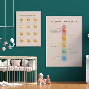 Cartel educativo del termómetro de sentimiento / Póster de escuela en casa imprimible de acuarela pastel Montessori / Técnica calmante para niños / Descarga digital imagen 4