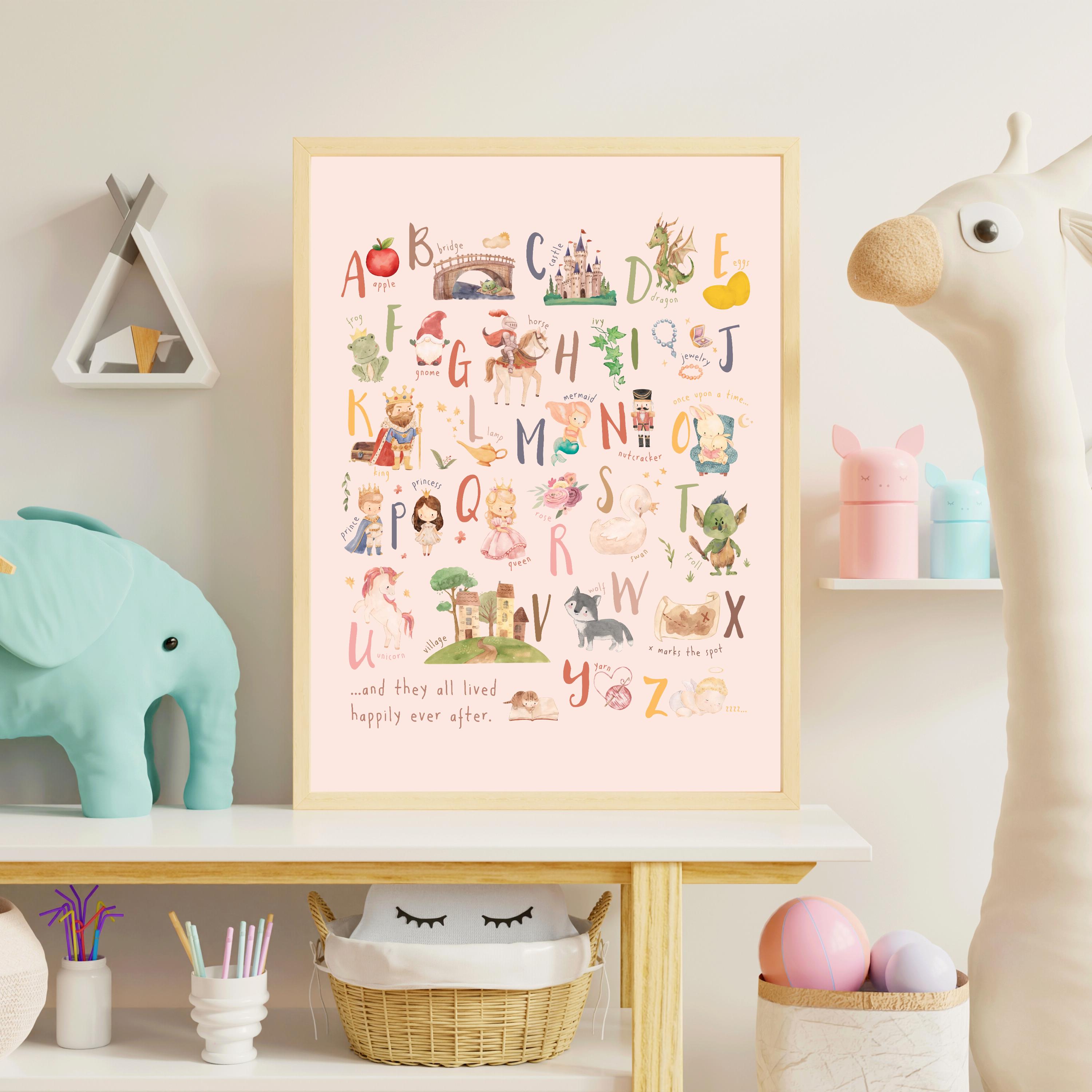 Fairy Tales Alphabet Poster: Pastel Watercolor ABC Print (digital ...