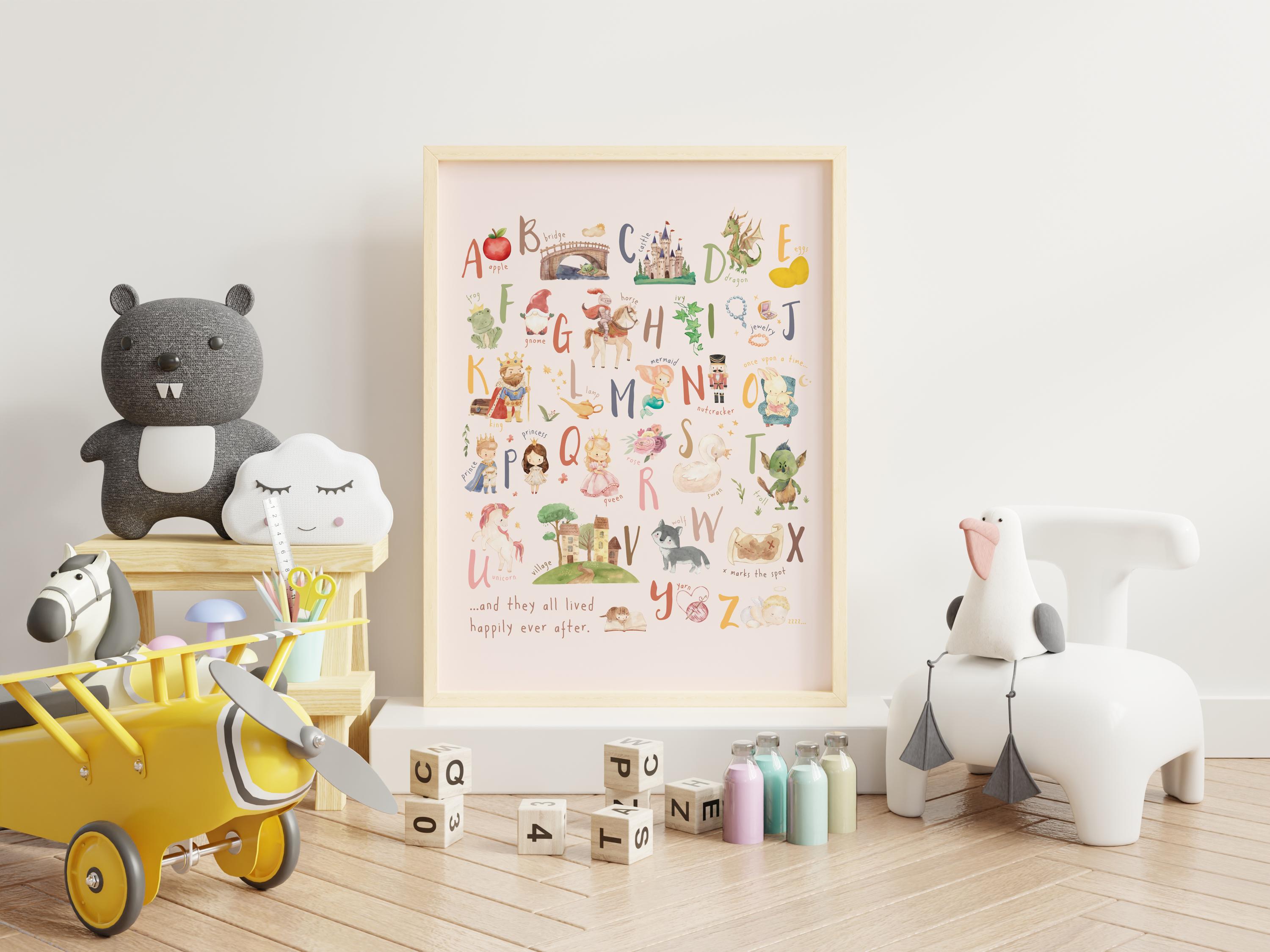 Fairy Tales Alphabet Poster: Pastel Watercolor ABC Print (digital ...