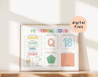 Watercolor Morning Routine Board: Toddler Daily Calendar (Digital Download)