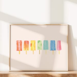 Regenbogen Eis am Stiel Kinderzimmer Wandkunst | Handbemalte Aquarell Todder Room Illustration | Druckbares Babyzimmer Dekor | Digitaler Download