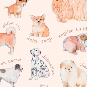 Carteles educativos de razas de perros y gatos / Conjunto de 2 decoración imprimible de habitación para niños pequeños / Arte de pared de guardería Montessori de acuarela / Descarga digital imagen 6