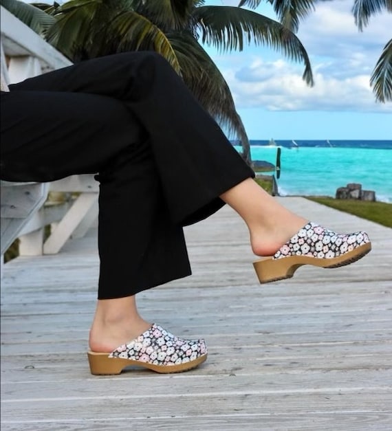 Wooden Clogs Glossy Leather Etsy