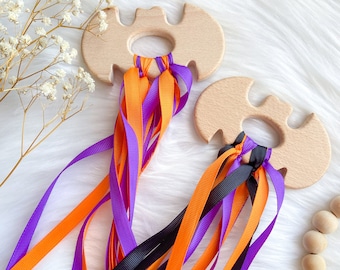 Halloween Baby Sensory Toy, Montessori Ribbon Rings,  Halloween baby Gift, Baby Sensory, Sensory Ribbon , Baby shower gift, New Baby Gifts,