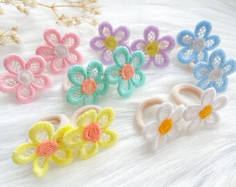 Pair of Baby Hair Ties Baby Daisy Bobbles, Toddler Hair Bands, Daisy Hair Ties, Baby Hair Bands, Soft Hair Bobbles, Mini Hair Bands,