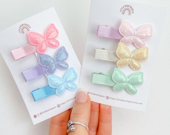 Baby Hair Clips, Fully Lined Clips, Baby Fringe Clips, Butterfly Clips, Toddler Clips,  First Hair Clips, Gentle Hair Clips, Hair Clip sets