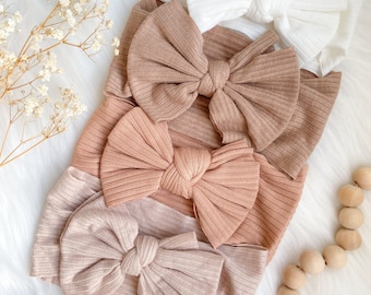 Ribbed Baby bow headbands, New Baby Girl Gift, Baby Bow hairband, Baby Girl Headband bundle, boho baby headbands, Neutral Headbands, Soft