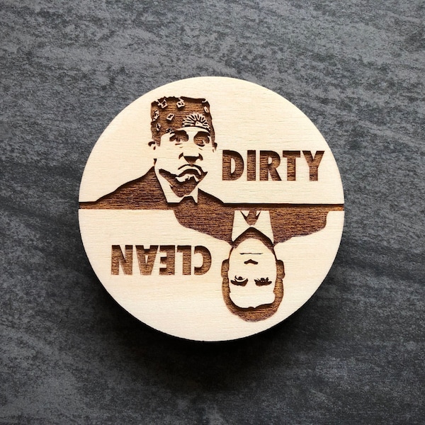 Michael Scott Dishwasher Magnet - Prison Mike - Clean Dirty - Wood Engraved - The Office