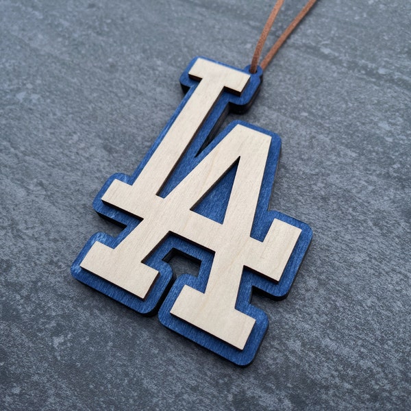 LA Dodgers Logo Wood Ornament